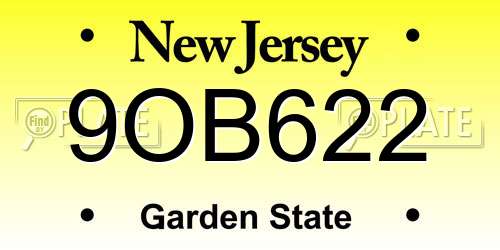 9OB622 New Jersey License Plate