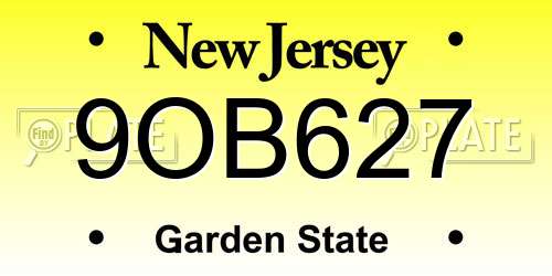 9OB627 New Jersey License Plate