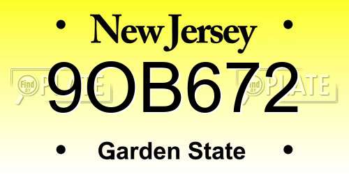 9OB672 New Jersey License Plate
