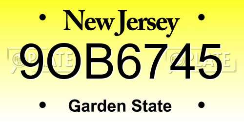 9OB6745 New Jersey License Plate