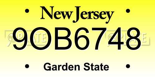 9OB6748 New Jersey License Plate