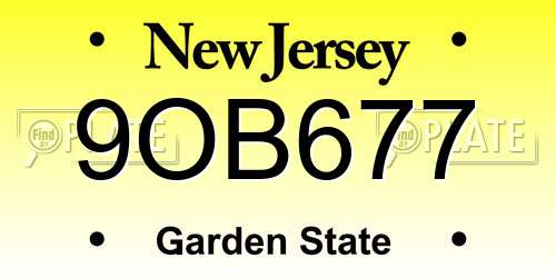 9OB677 New Jersey License Plate