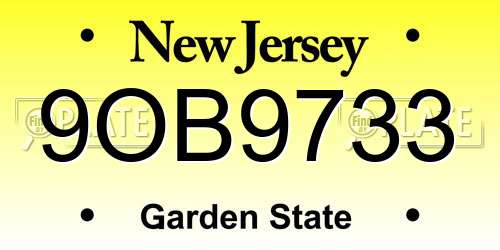 9OB9733 New Jersey License Plate