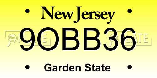 9OBB36 New Jersey License Plate