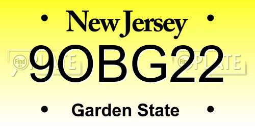 9OBG22 New Jersey License Plate