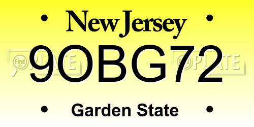 9OBG72 New Jersey License Plate