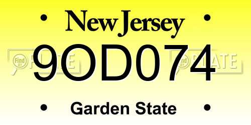 9OD074 New Jersey License Plate