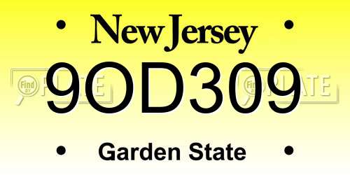 9OD309 New Jersey License Plate
