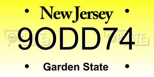 9ODD74 New Jersey License Plate