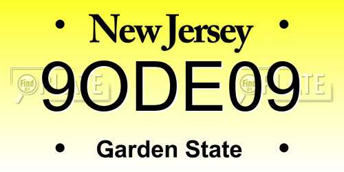 9ODE09 New Jersey License Plate