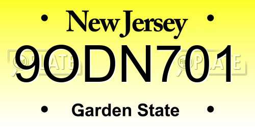 9ODN701 New Jersey License Plate