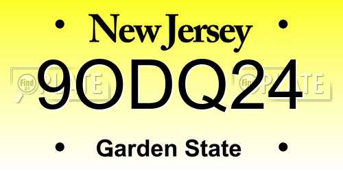9ODQ24 New Jersey License Plate
