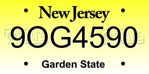 9OG4590 New Jersey License Plate