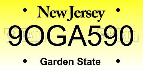 9OGA590 New Jersey License Plate