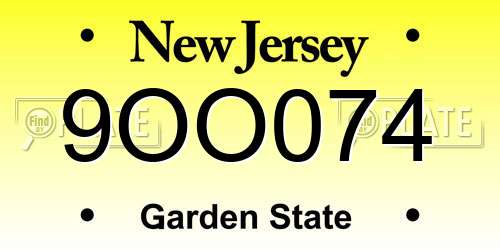 9OO074 New Jersey License Plate