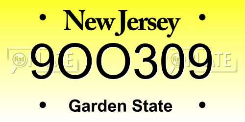 9OO309 New Jersey License Plate