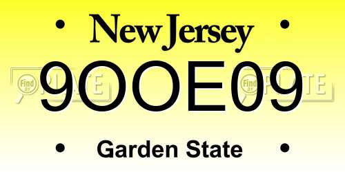 9OOE09 New Jersey License Plate
