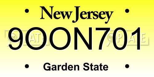 9OON701 New Jersey License Plate