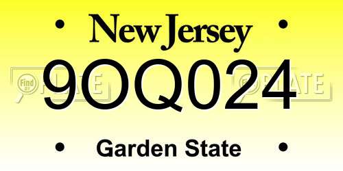 9OQ024 New Jersey License Plate