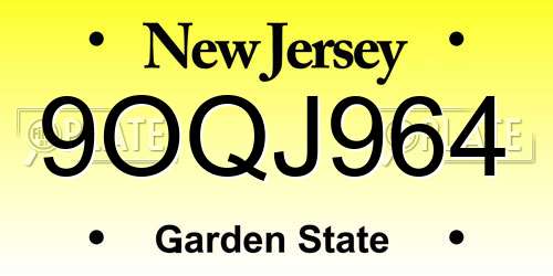 9OQJ964 New Jersey License Plate