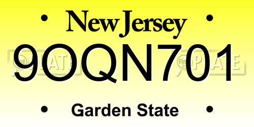 9OQN701 New Jersey License Plate