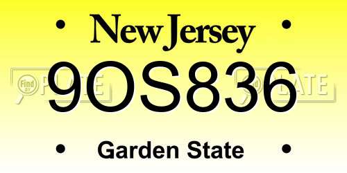9OS836 New Jersey License Plate