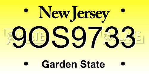 9OS9733 New Jersey License Plate