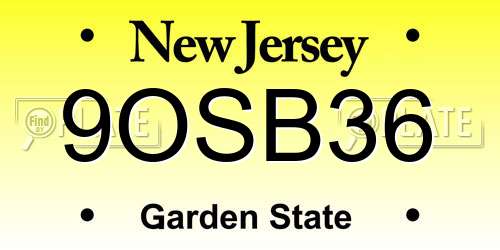 9OSB36 New Jersey License Plate