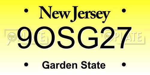 9OSG27 New Jersey License Plate
