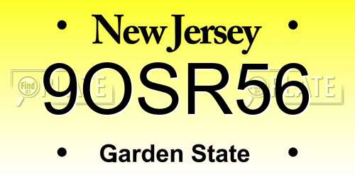 9OSR56 New Jersey License Plate