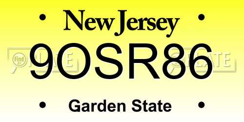 9OSR86 New Jersey License Plate