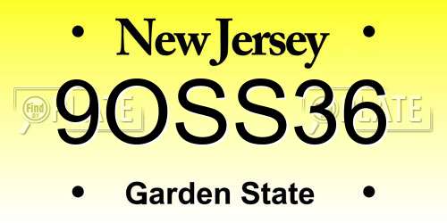 9OSS36 New Jersey License Plate