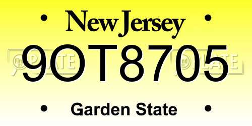 9OT8705 New Jersey License Plate
