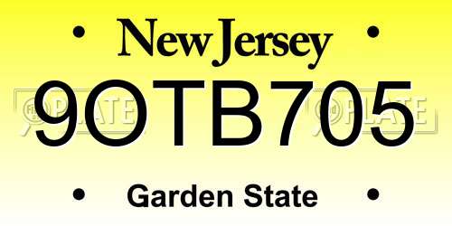 9OTB705 New Jersey License Plate