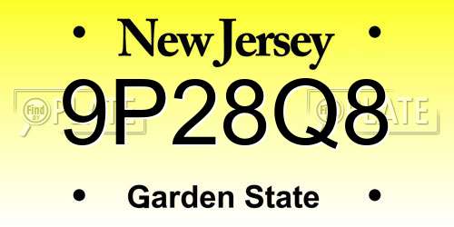 9P28Q8 New Jersey License Plate
