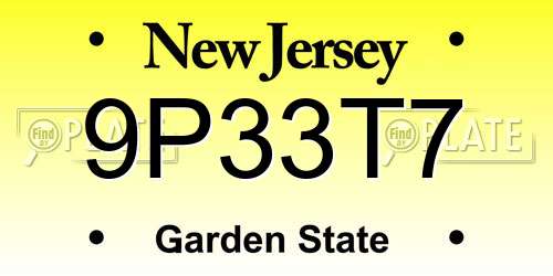 9P33T7 New Jersey License Plate