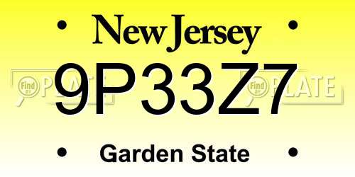 9P33Z7 New Jersey License Plate