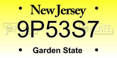 9P53S7 New Jersey License Plate