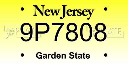9P7808 New Jersey License Plate