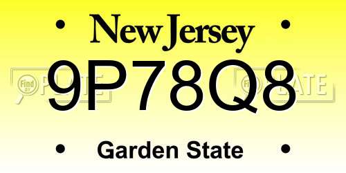 9P78Q8 New Jersey License Plate
