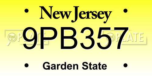 9PB357 New Jersey License Plate