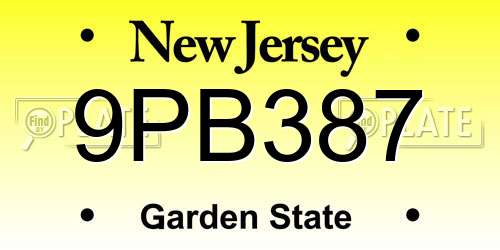 9PB387 New Jersey License Plate