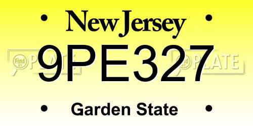 9PE327 New Jersey License Plate