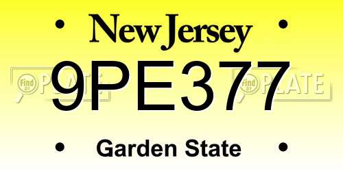 9PE377 New Jersey License Plate