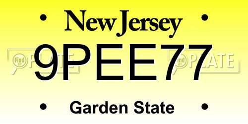 9PEE77 New Jersey License Plate