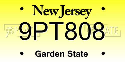 9PT808 New Jersey License Plate