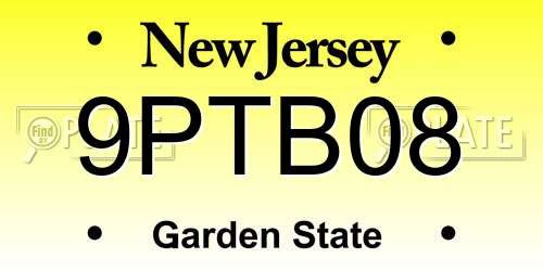 9PTB08 New Jersey License Plate