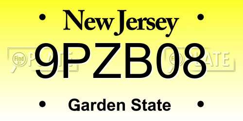 9PZB08 New Jersey License Plate