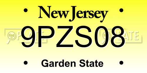 9PZS08 New Jersey License Plate