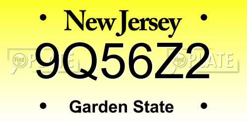 9Q56Z2 New Jersey License Plate